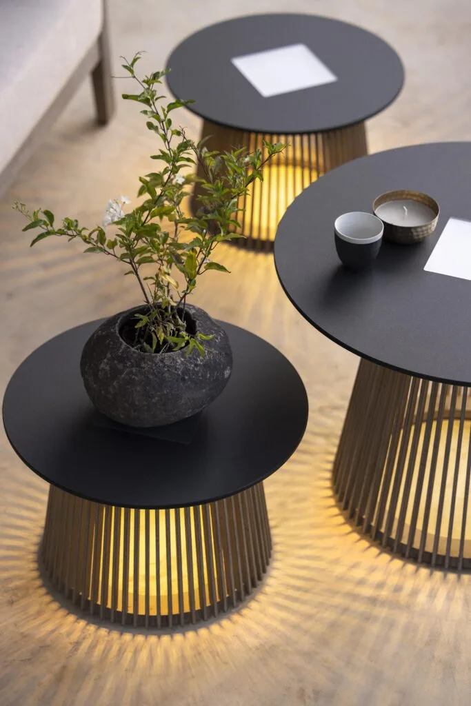 éclairage table basse mobilier extérieur