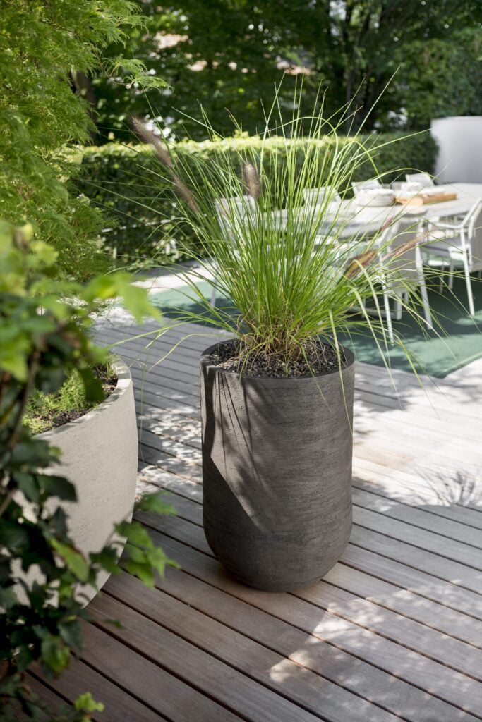 Photo d'une plante dans un pot Atelier Vierkant sur une terrasse