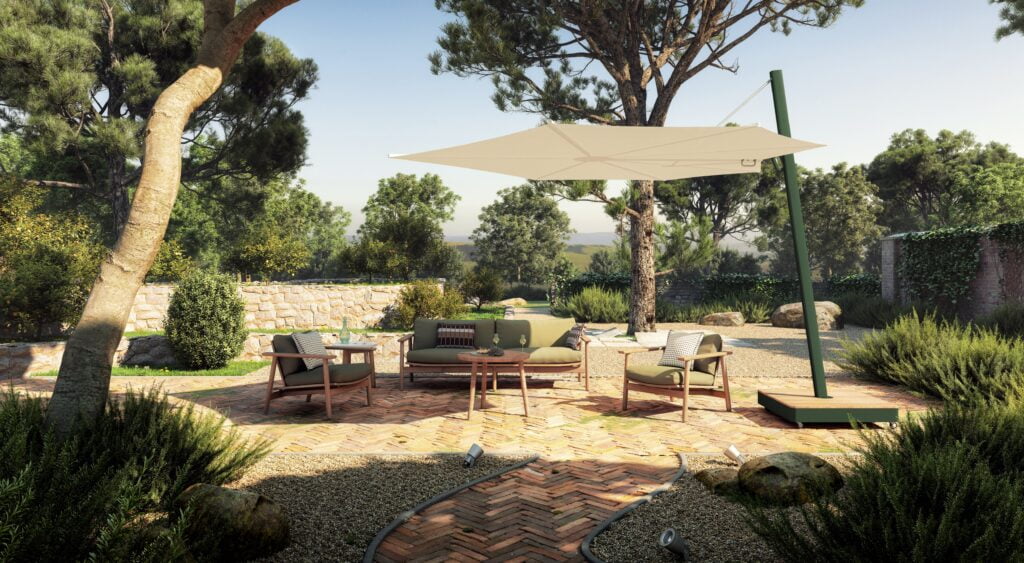 Parasol Umbrosa dans un jardin