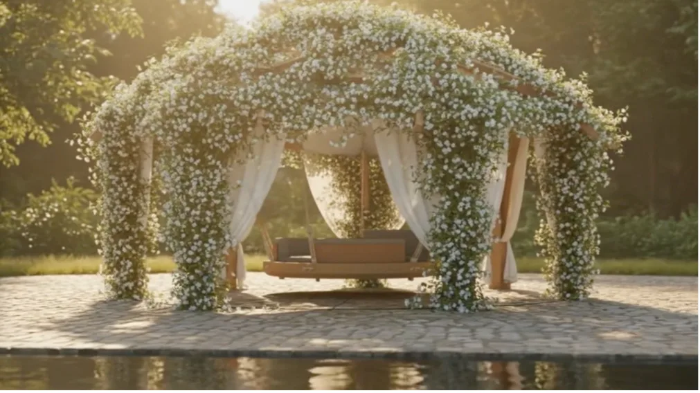Pergola en bois massif conçue par Sinallagma pour un aménagement de terrasse sur mesure à Paris.