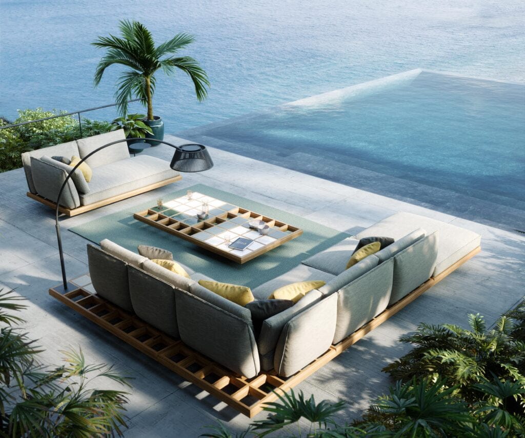 mobilier outdoor Royal Botania sur une terrasse