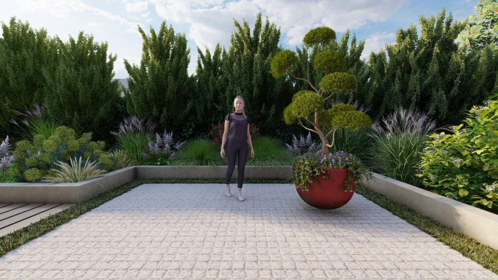 Photo 3d d'un sol en grès cérame de la marque Cupastone, partenaire de Terrasse et Jardin de Paris