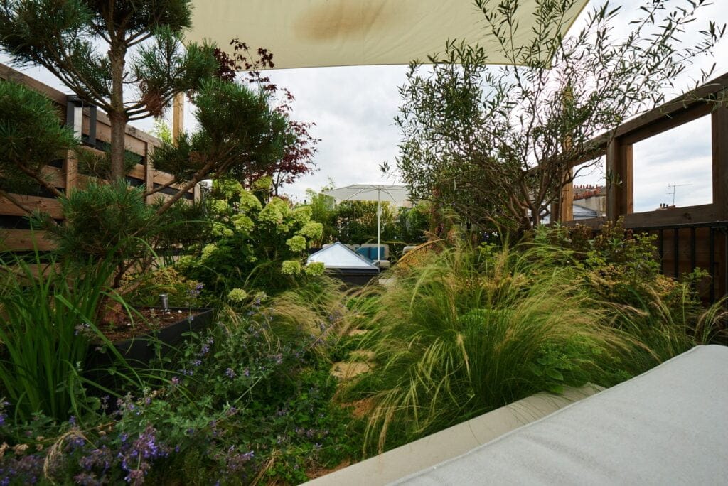 photo d'une réalisation d'architecte paysagiste d'un toit terrasse