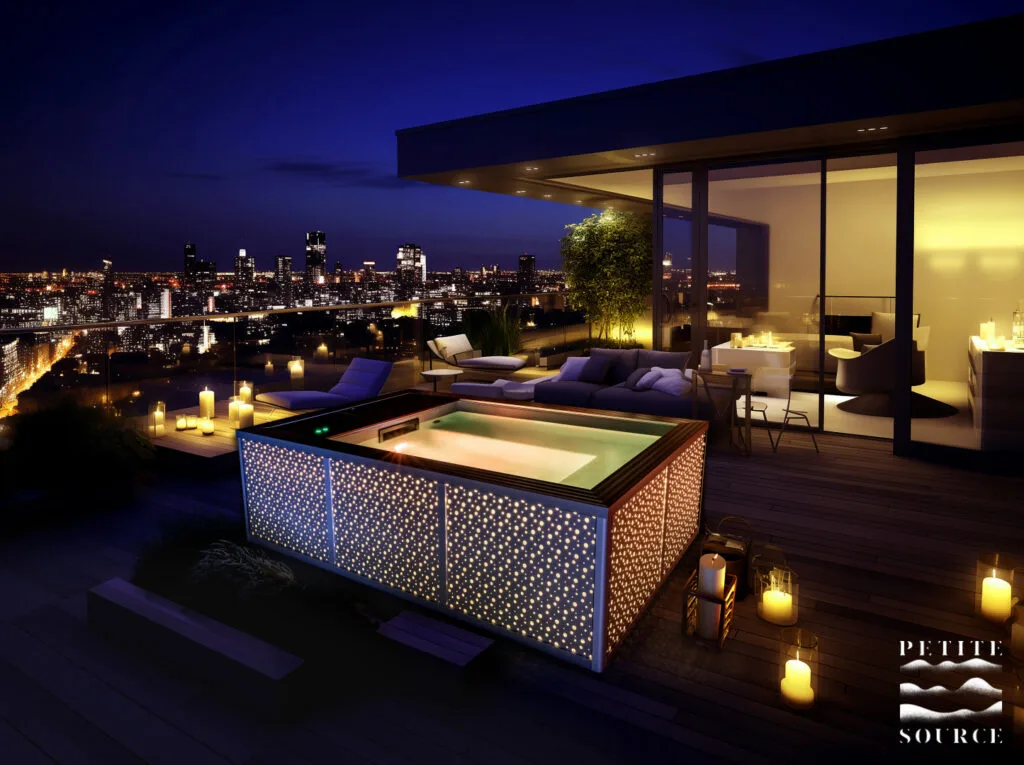 photo d'un petit bain de la marque Petite Source sur un toit terrasse