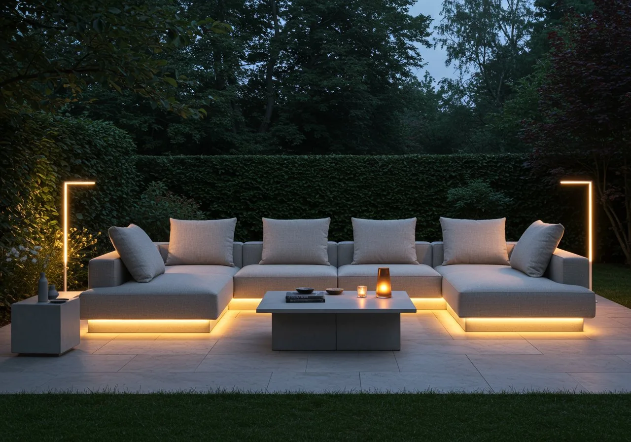 Obtenez un jardin moderne avec un design innovant, intégrant des éléments graphiques et une végétation choisie pour un style unique.