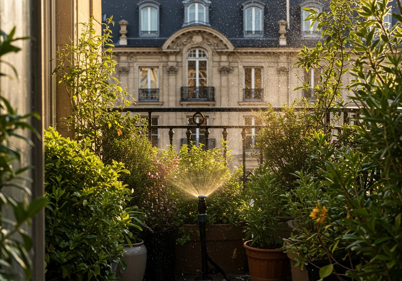 Un système efficace d'arrosage automatique de jardin à Paris assure une hydratation optimale pour des plantes saines.