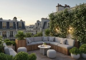 Collaborer avec un créateur d'art à vivre à Paris pour transformer un espace extérieur en un lieu unique.