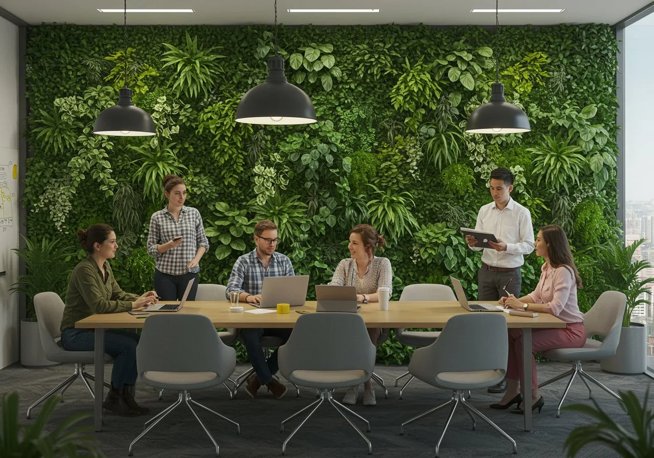 La verdure apporte une touche de nature qui augmente le bien-être général des collaborateurs au bureau.