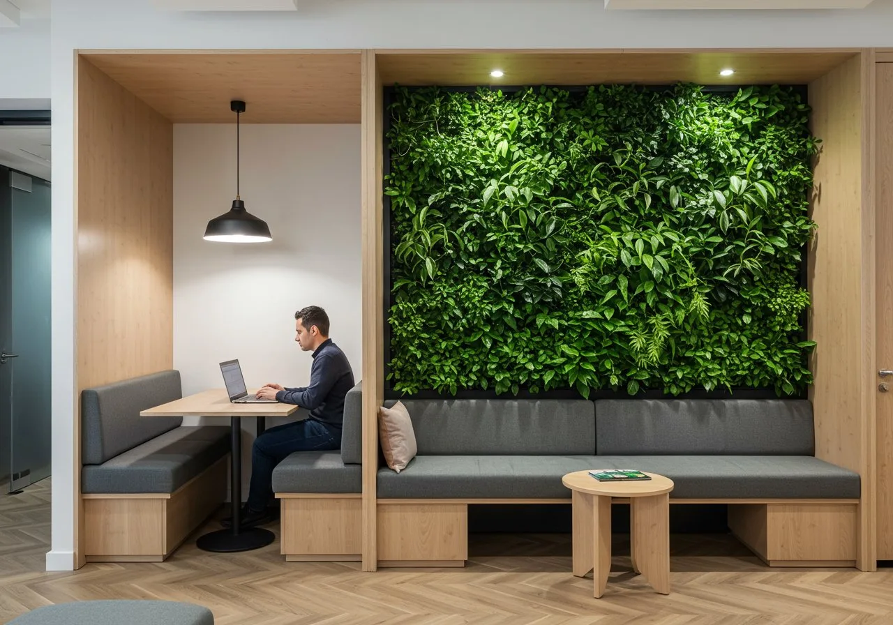 L'installation d'un mur végétal pour bureaux contribue à améliorer significativement la qualité de l'air ambiant.