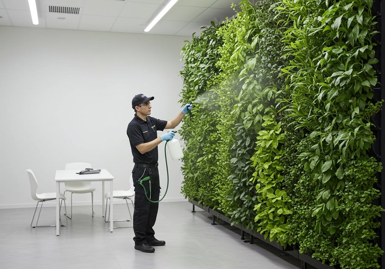 Création d'un jardin vertical luxuriant pour optimiser l'espace et apporter de la verdure en milieu urbain.
