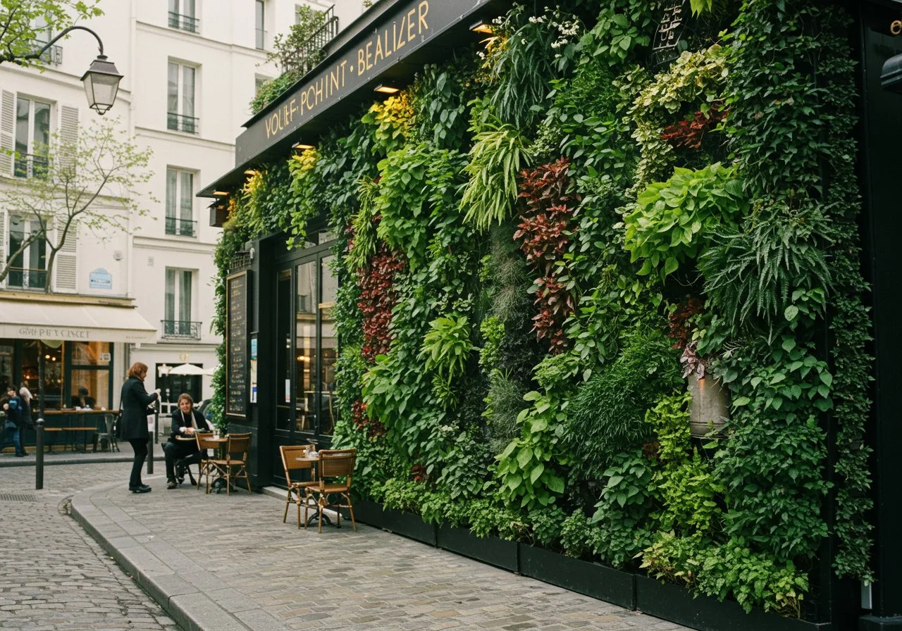Transformation des façades extérieures en espaces verdoyants grâce aux murs végétaux à Paris.