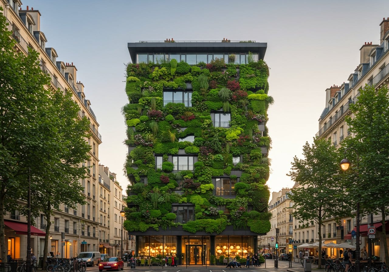 La végétalisation de façade transforme l'esthétique des bâtiments et contribue à la biodiversité en milieu urbain.