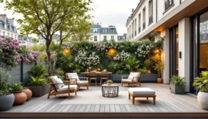 architecte paysagiste paris – terrasse végétalisée design avec mobilier contemporain à Paris