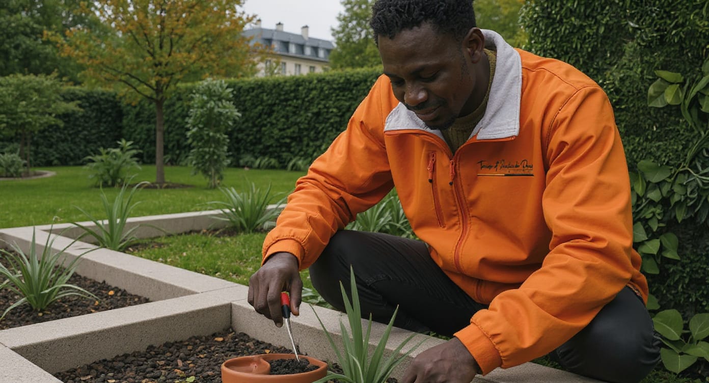 Paysagiste professionnel TJDP au travail sur la création d'un jardin parisien — la culture du regard appliquée à chaque projet